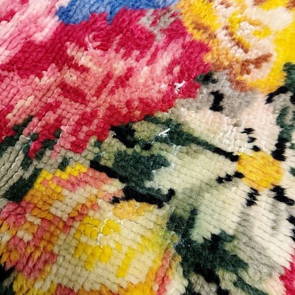 Vintage Hook American Handmade Floral Tapestry Rug Textile / Wall Hanging Piece - Picture 7 of 11
